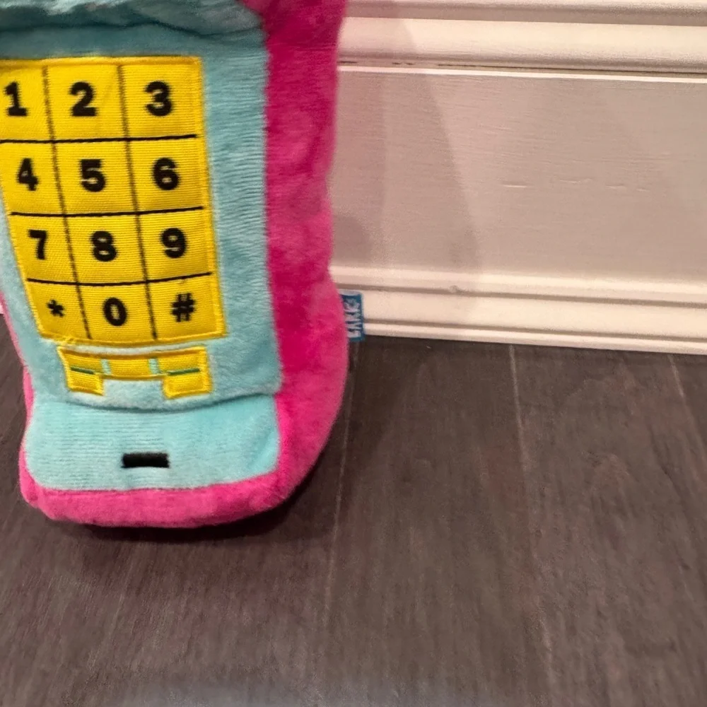 Barkbox Vintage Colorful Plush Pet Dog Toy Phone - Pink, Blue, and Yellow